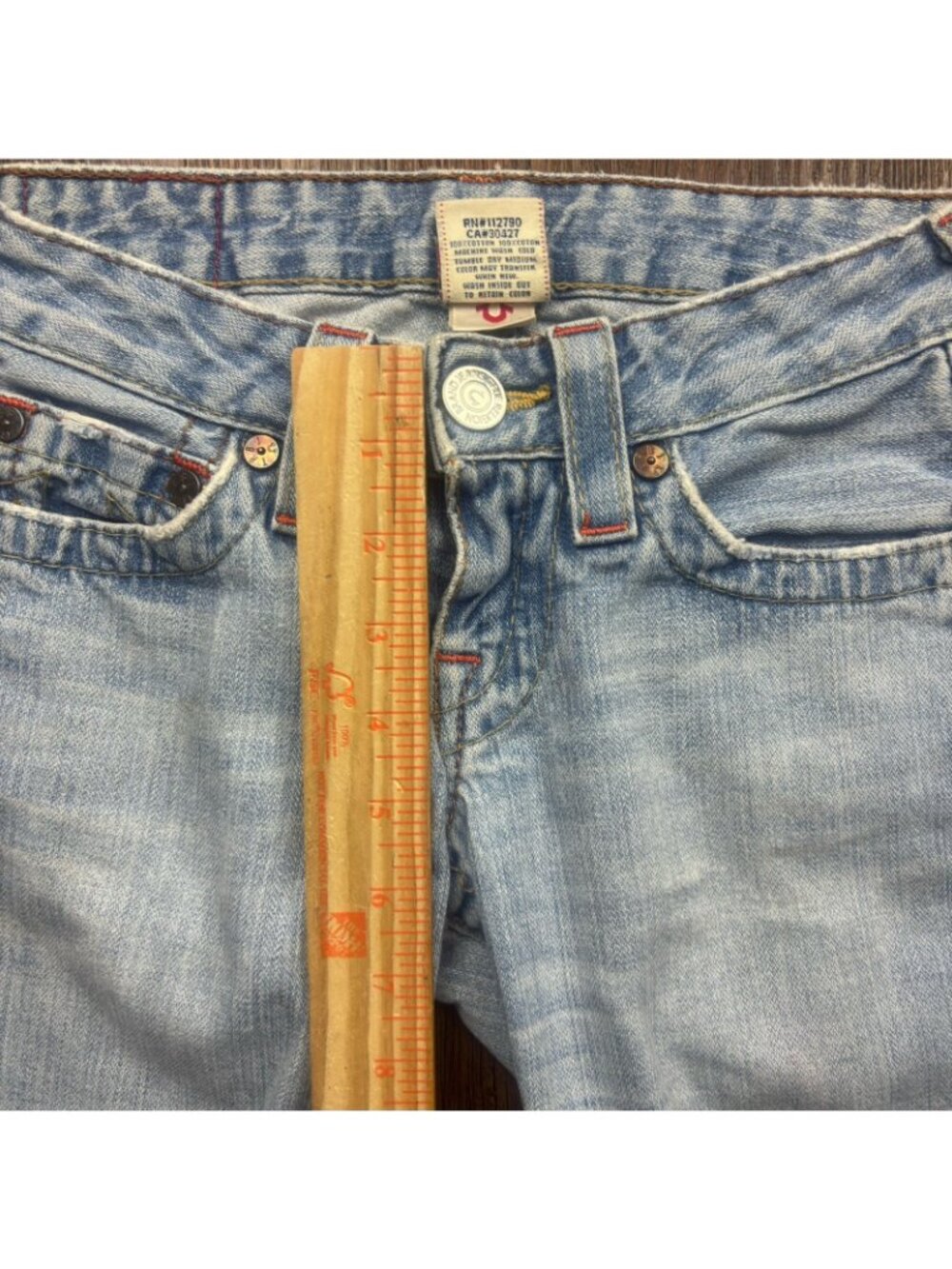 Vintage True Religion Jeans JOHNNY Boot Embroidered Fairy Light Wash Size 24 - Picture 9 of 13